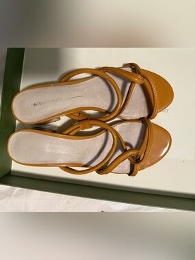 Light Orange Strappy Patent Leather Sandals for Women